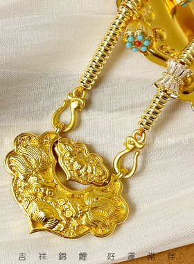 双鱼锦鲤锁吊坠女款可转动