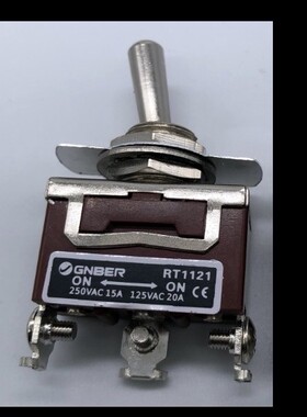 GNBER冈本 钮子开关 RT1121 摇头开关 1极2通 摇臂开关 3脚2档