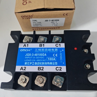 浙江沪工JGX-3-48100DA输入3-32VDC 负载24-480VAC三相固态继电器