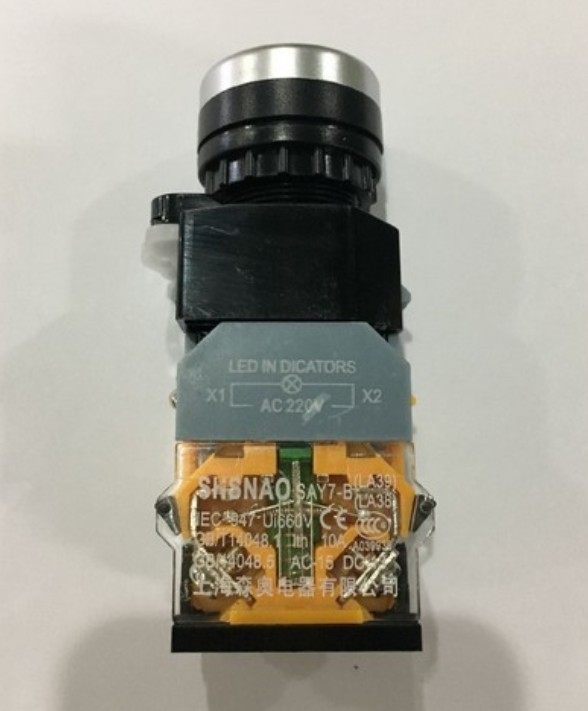 上海森奥 SAY7-B 带灯自复位平头按钮 LA38-11D LED 红绿色 SA39