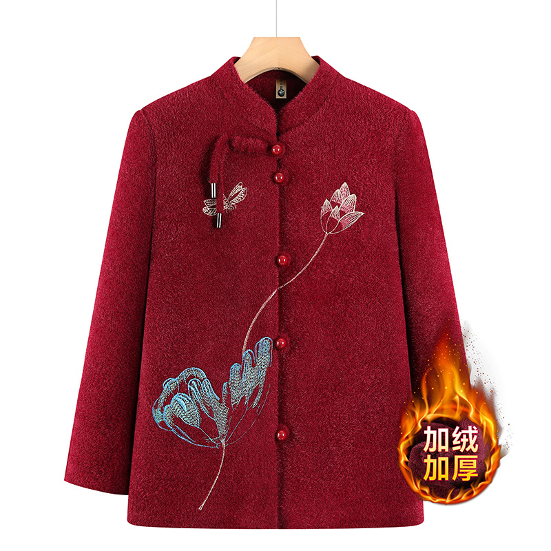 70岁老太太仿水貂绒衣服外套上衣