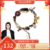 飒米新年礼物美拉德紫红色玛瑙手串藏式 编绳手链女手工民族风手绳