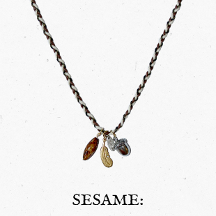 「新年礼物」橡果羽毛编织长项链女通勤百搭编绳毛衣链冬季 新款