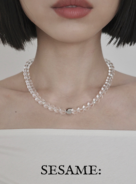 天然AA级别白水晶海螺项链女度假高级感极简颈链锁骨链春夏