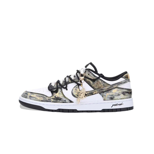 LOW DUNK NIKE 复古鎏金手绘印象派画风男女休闲板鞋 定制球鞋