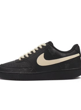 【定制球鞋】NIKE Court Vision 1 古纹花钿 男国风泼墨黑色板鞋