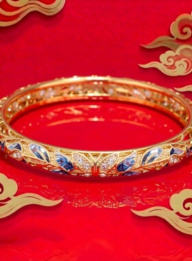 景泰蓝掐丝珐琅手镯蝶叶系列细镯北京非遗饰品文创礼物送朋友闺蜜