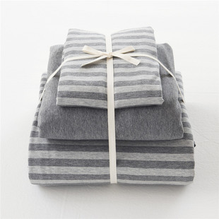 无印天竺棉四件套日式 简约良品全棉针织棉床笠床单被套床品三件套