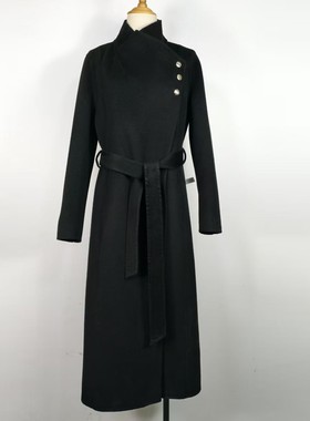 25632新款2025秋冬直角肩立领绵羊毛双面羊绒大衣毛呢外套珂洛芮