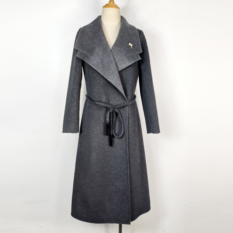 绵羊毛双面羊绒大衣厚外套3QR