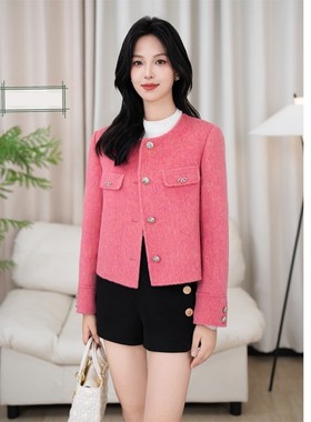 9620 秋冬2024新款高端时尚小香风绵羊毛双面羊绒大衣短外套女3QR