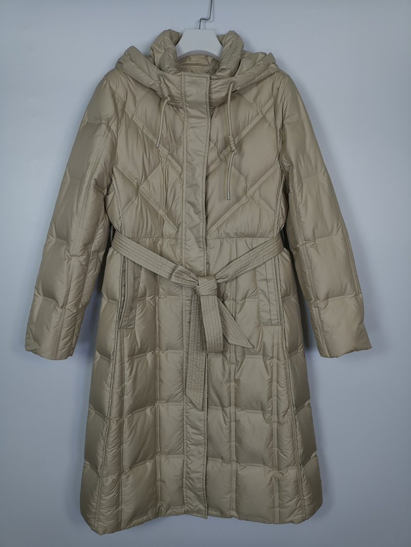连帽长款白鸭绒羽绒服外套3QR