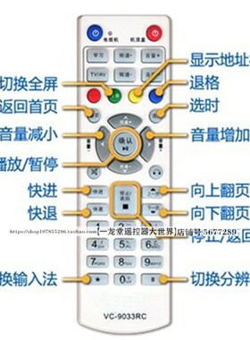 适用于威科姆VC9046RC网络电视机顶盒遥控器板IPSTB播放器VC9033