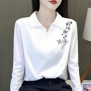减龄百搭T恤女 外贸捡漏 欧货秋冬季 翻领上衣打底内搭长袖 宽松大码
