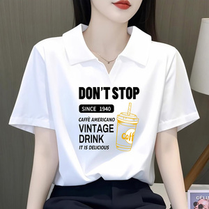 清仓捡漏100%纯棉翻领短袖t恤宽松显瘦运动韩版遮肚夏季女士上衣