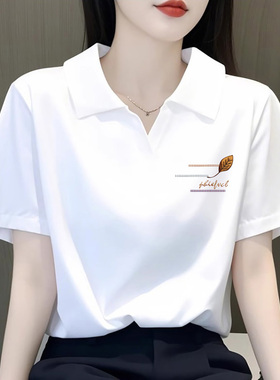 清仓折扣100%纯棉女夏短袖翻领POLO领t恤洋气外穿打底衫大码上衣