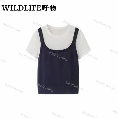 WILDLIFE｜假两件方领坑条显瘦上衣C-001M7480