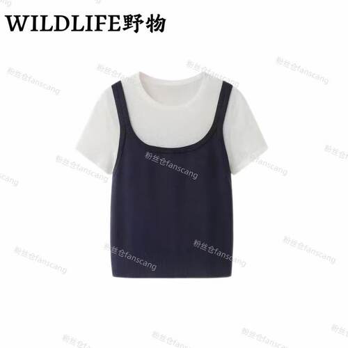WILDLIFE｜假两件方领坑条显瘦上衣C-001M7480