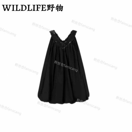WILDLIFE｜纸感棉与蕾丝拼接A字连衣裙C-002M793