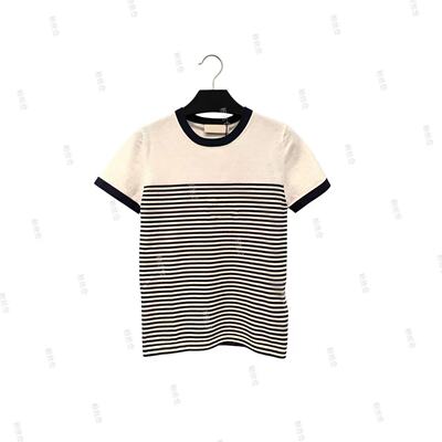 MIU｜字母刺绣徽标撞色条纹针织上衣C-001M7321