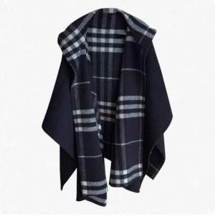 羊毛呢子披肩外套C 格纹斗篷式 1430克 001M6457 张婧仪同款