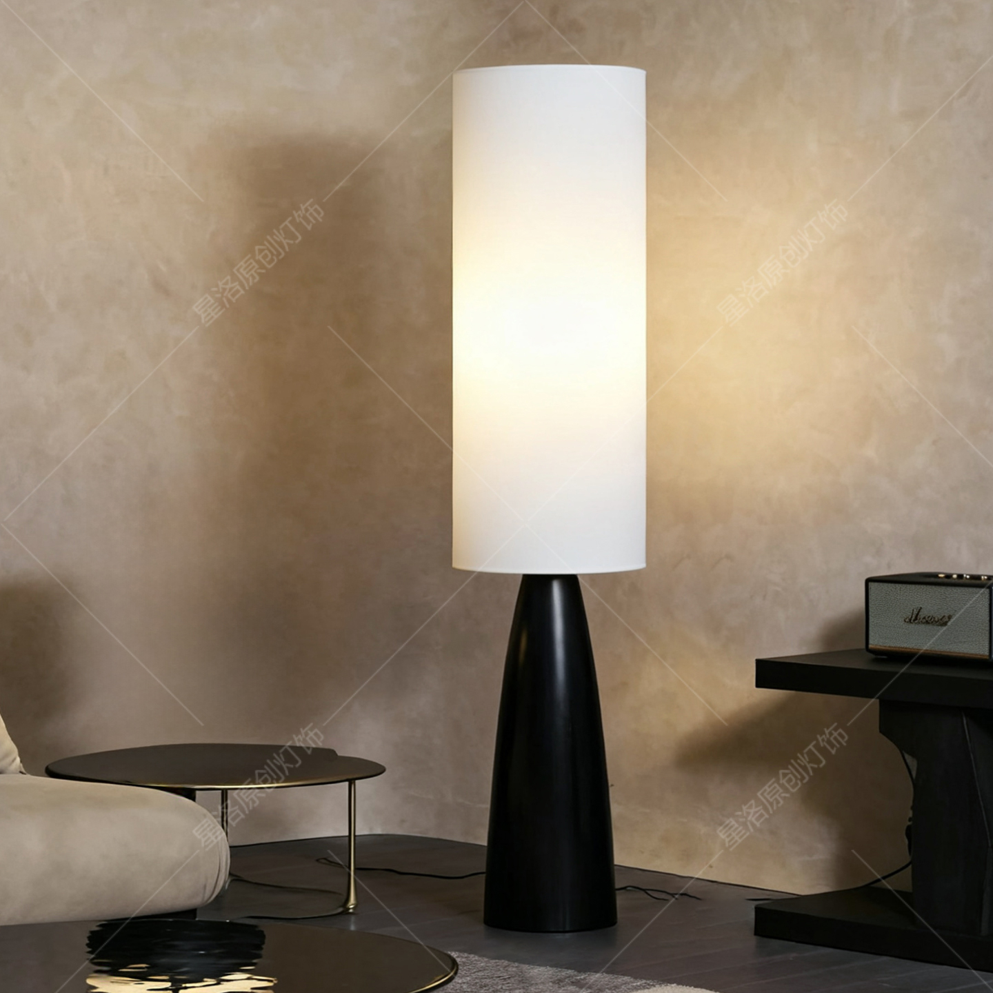 中古侘寂风实木落地灯酒店民宿卧室别墅客厅沙发边设计师装饰灯