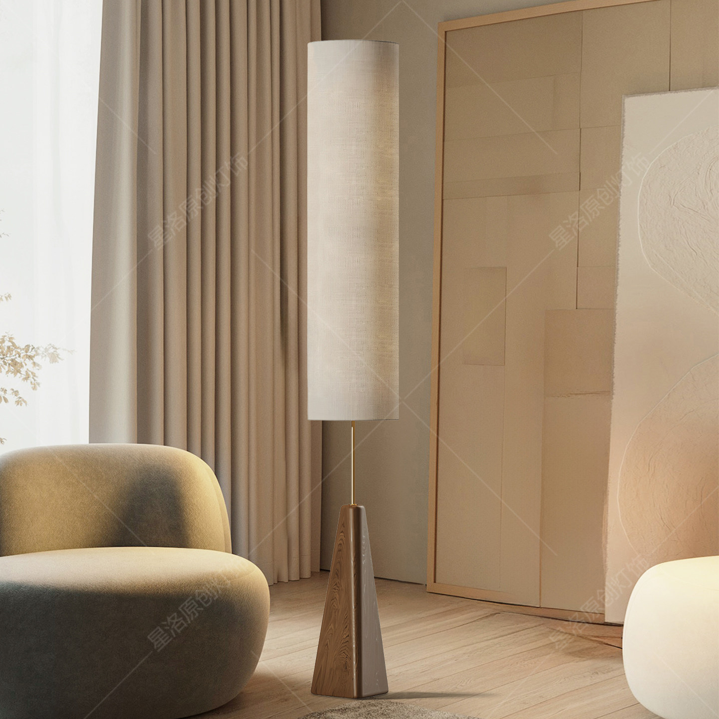 侘寂风落地灯复古酒店卧室艺术民宿客厅沙发边设计师装饰氛围灯具