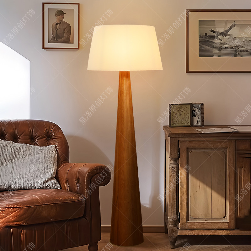 中古风实木落地灯日式复古客厅沙发边卧室茶室民宿设计师氛围灯具