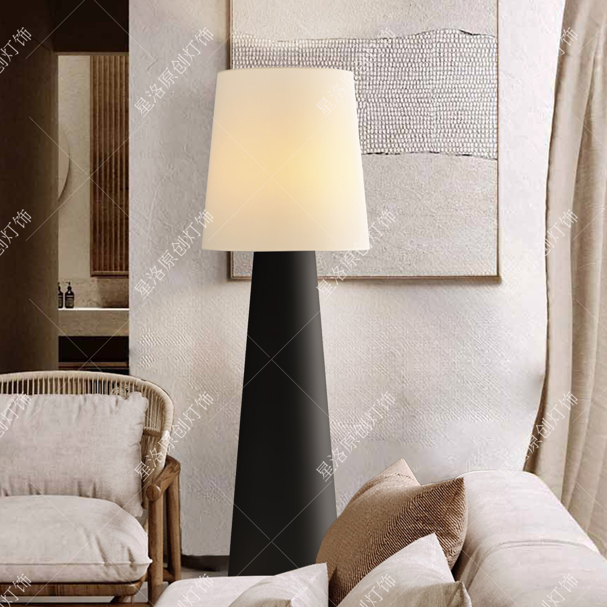 中古风客厅落地灯侘寂风酒店大厅沙发边立式灯创意卧室茶室氛围灯,家装灯饰光源,装饰落地灯,淘宝优惠券,粉丝福利购,淘宝优惠卷