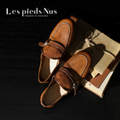 手工鞋 Les 意大利进口水洗马皮 复古擦色一脚蹬乐福鞋 Pieds Nus