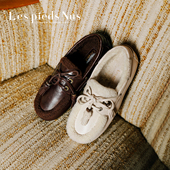 Pieds 羊毛保暖毛毛鞋 Nus Les 2025冬季 新款 女复古一脚蹬乐福鞋