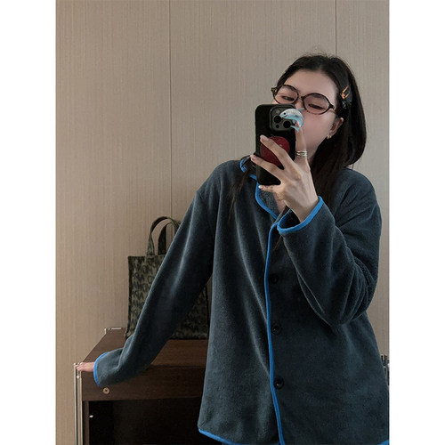 毛绒加厚韩系简约睡衣女澳粒绒