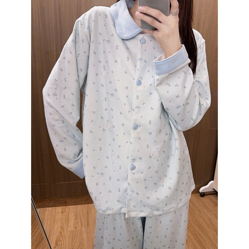 韩系甜美兔子睡衣女德绒