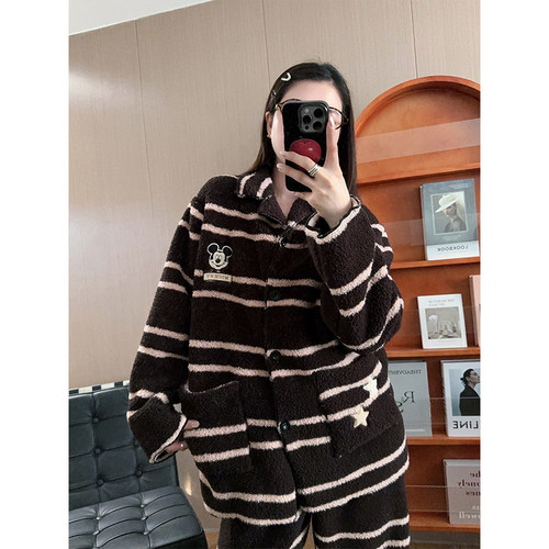 韩国卡通米奇睡衣女加厚