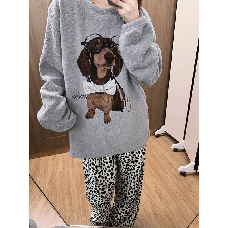 日系加厚腊肠狗睡衣女