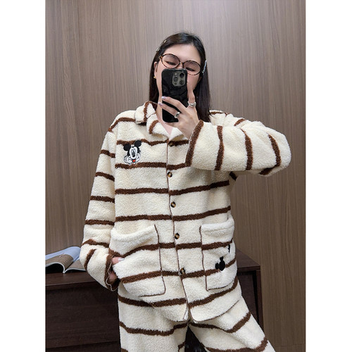 韩国卡通米奇睡衣男女士加厚