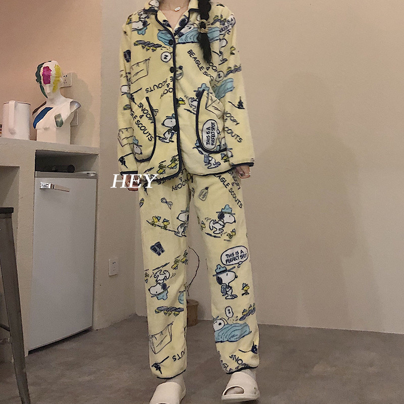 日系snoopy史努比卡通睡衣女秋冬加厚学生法兰绒珊瑚绒情侣套装,女士内衣/男士内衣/家居服,睡衣/家居服套装,淘宝优惠券,粉丝福利购,淘宝优惠卷