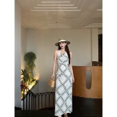 老钱风法式 复古印花天丝亚麻连衣裙 MER 现货 EAU