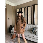 秋意浓 复古气质重工编织羊毛厚毛呢外套短裙 MER 现货 EAU