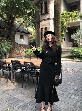 【现货】EAU DE MER 清冷美人 秋冬双面呢新中式盘扣外套+鱼尾裙