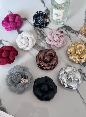 EAU DE MER 秋冬气质装饰百搭山茶花粗花呢小香胸花胸针