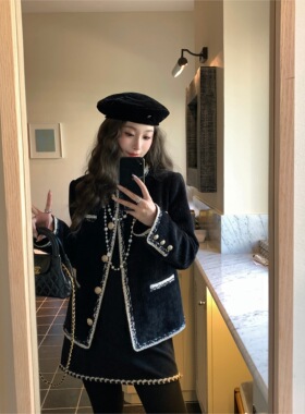 EAU DE MER chan*l25k 经典重工高级感灯芯绒雪尼尔加厚小香外套