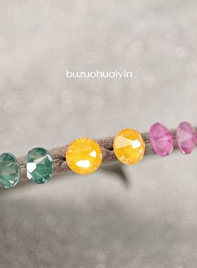 紫色果冻橙松石绿简约爆闪清新养耳洞925银奥地利水晶耳钉耳骨钉