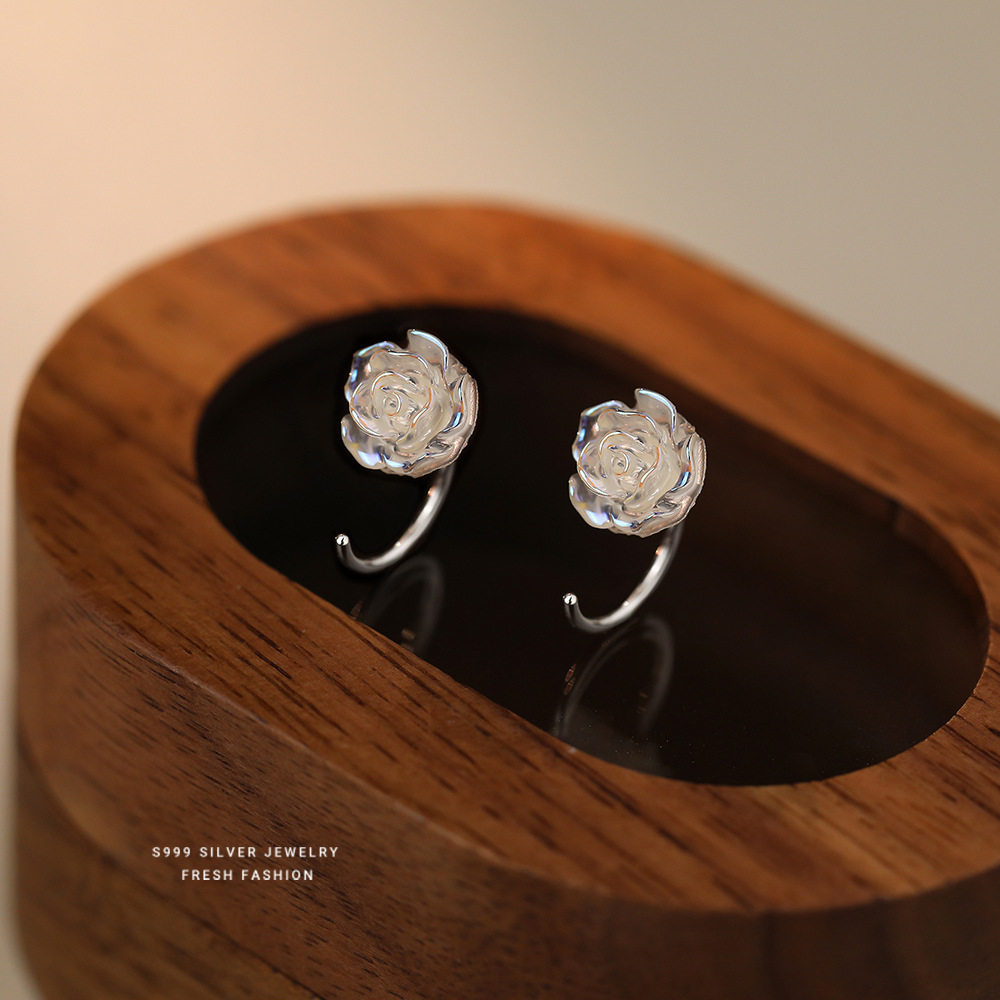 999纯银幻彩玫瑰贝壳花耳钩女森系清新轻奢百搭耳钉甜美耳环耳圈,饰品/流行首饰/时尚饰品新,耳钉,淘宝优惠券,粉丝福利购,淘宝优惠卷