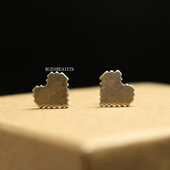 爱心 夸张复古朋克 马赛克耳钉 925泰银 单只潮个性 情侣耳饰耳环