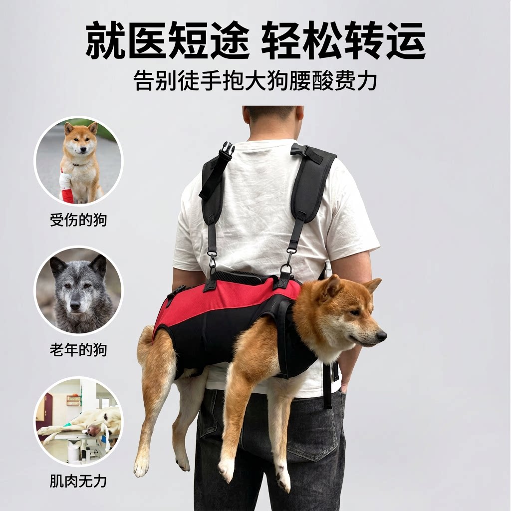 狗狗转移背包老年犬后腿无力托护包中型犬伤病狗上下楼便携背负袋