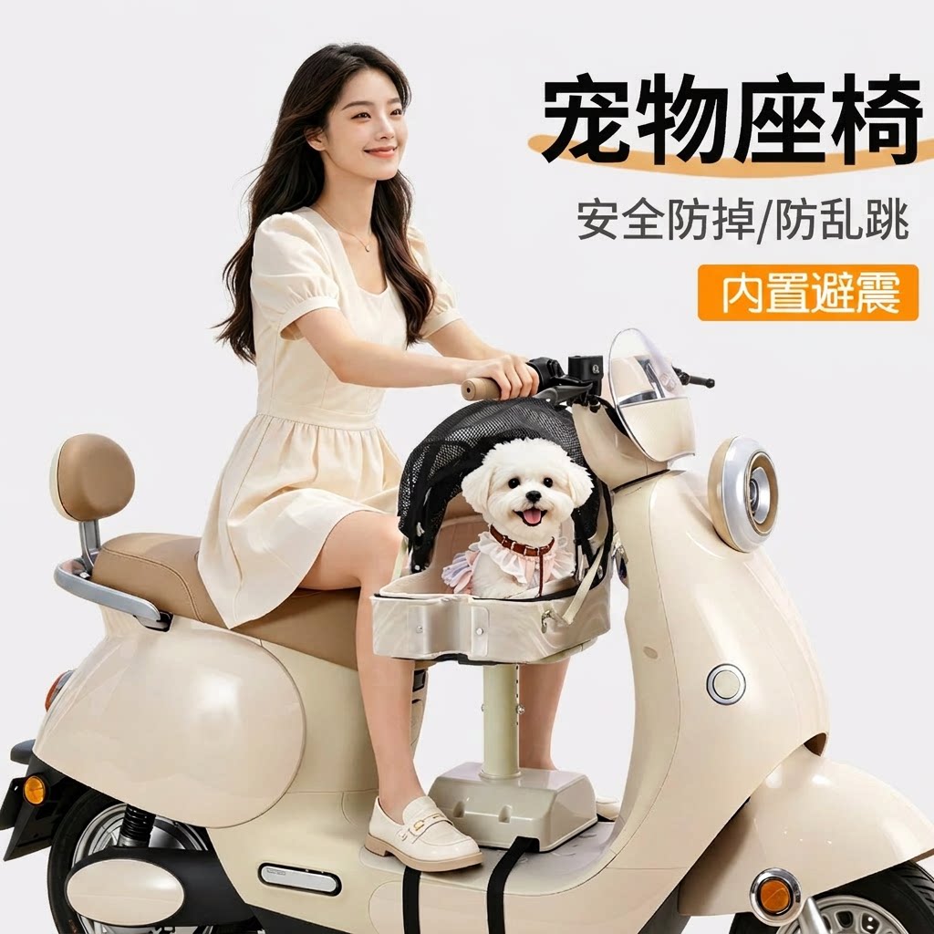 电动车前置宠物座椅小狗安全出行背包/箱包