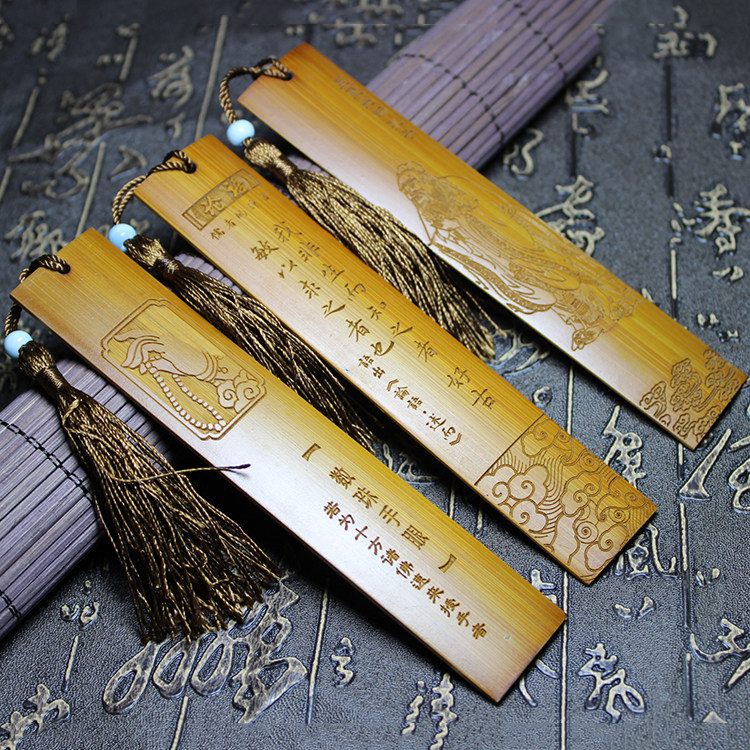 碳化竹雕书签民间特色手工艺品竹子书签中国风小礼品出国送同学