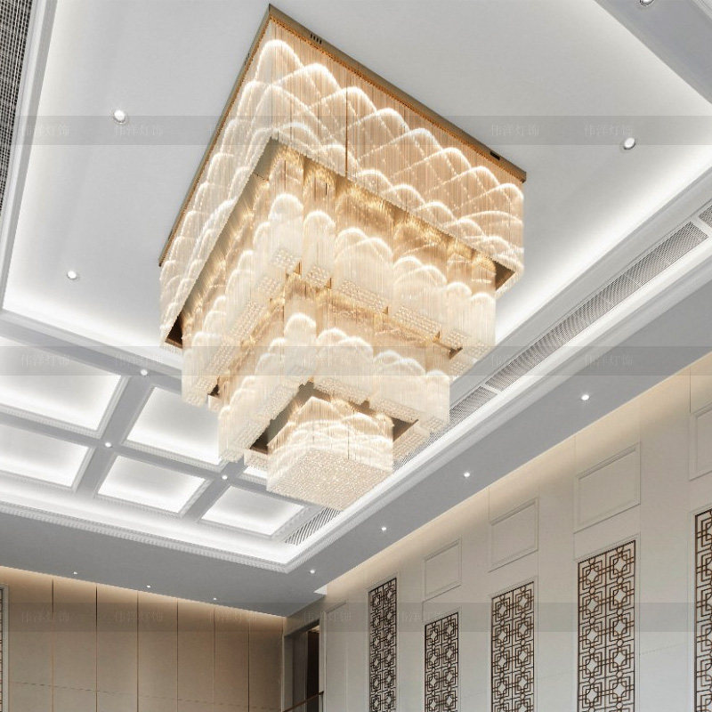 酒店大堂吊灯商场宴会厅展厅前台水晶灯非标工程灯具定制售楼部灯