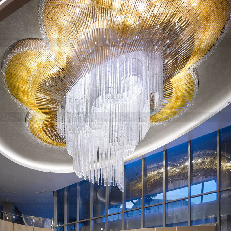 酒店大堂水晶灯宴会厅展厅吸顶灯具定制非标工程宾馆售楼部珠宝店